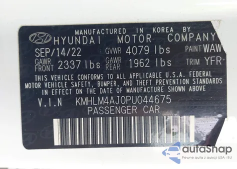 2023 Hyundai Elantra Hybrid Blue from USA, damaged, VIN KMHLM4AJ0PU044675